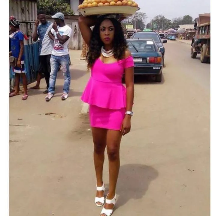See pictures of three different ladies with backside hawking inside market